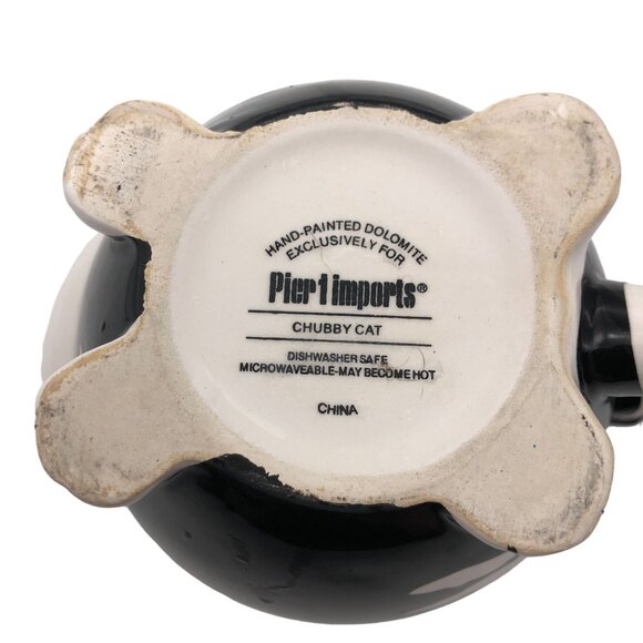 Pier 1 Imports 3D Chubby Cat Mug Hand-Painted Dolomite Footed Tail Handle - Picture 8 of 10